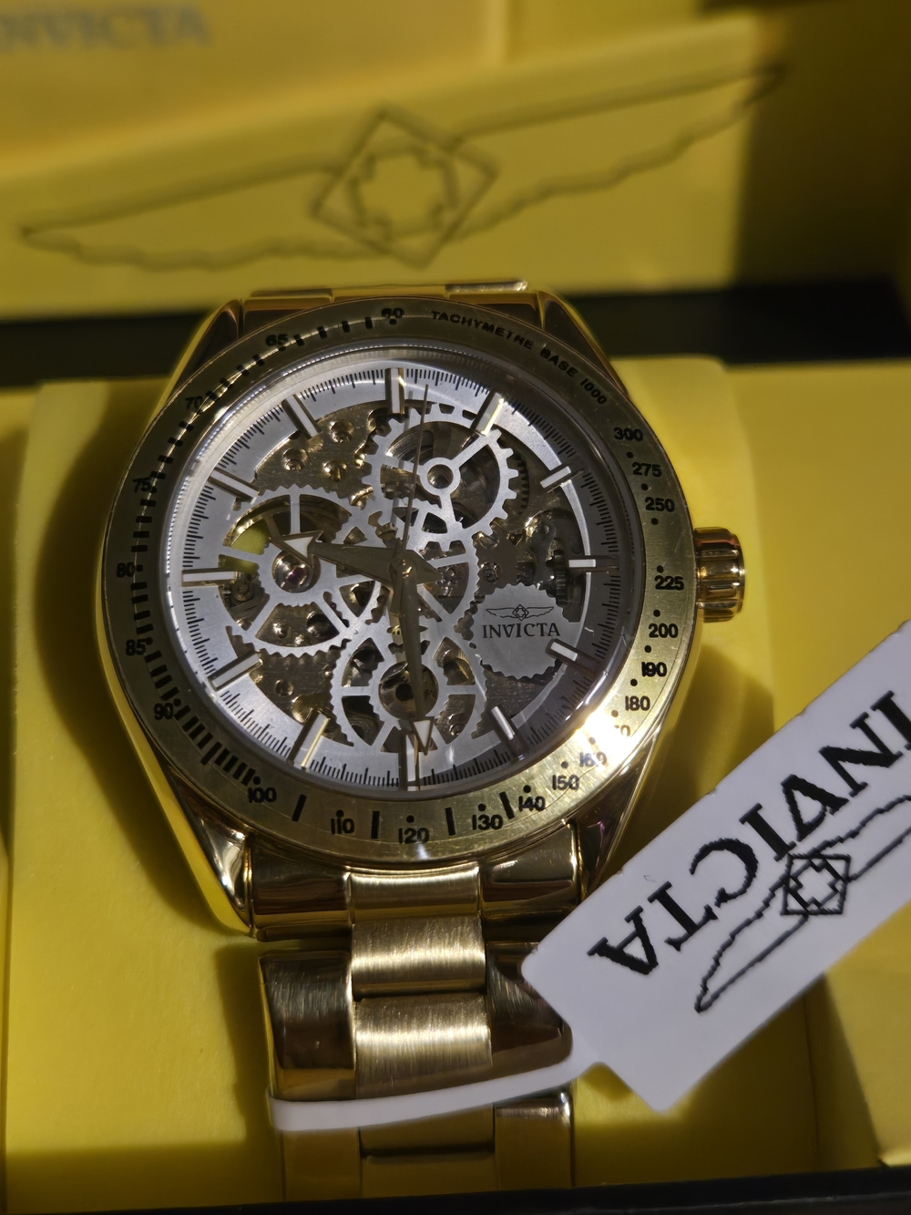 69597 Invicta Objet D'Art Exelsior Automatic Skeleton Dial Men's Watch 43mm Gold